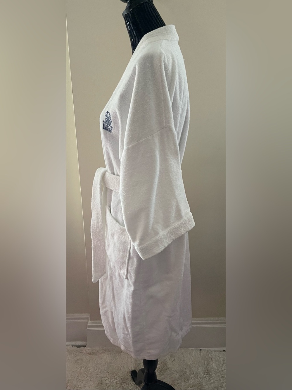 Vintage Ritz Carlton White Blue Logo Terry Robe O/S - Picture 4 of 14